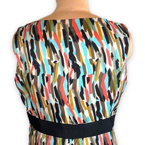 Vertigo Paris Dress Abstract Multicolored Art To Wear Sleeveless Ruched Sheath - Picture 5 of 12